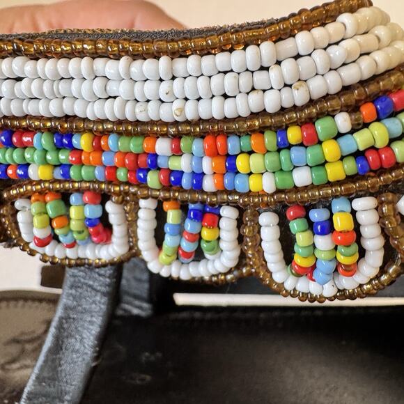 AUTHENTIC Multicolor Beaded Sandals Handmade Masai Kenya Intricate Size 8 - Picture 6 of 7